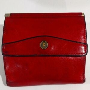 Fine City Red Leather Bi-fold Wallet - Bill, Cards & Coin Slots 3.75 x 3.5-inch